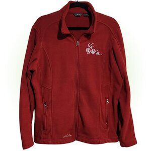 EDDIE BAUER PAW PRINT EMBROIDERED ZIP UP FLEECE JACKET EUC 2XL XXL